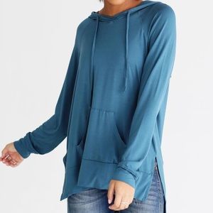 NWT Piko Midnight Teal DLMN Side-Slit Hoodie